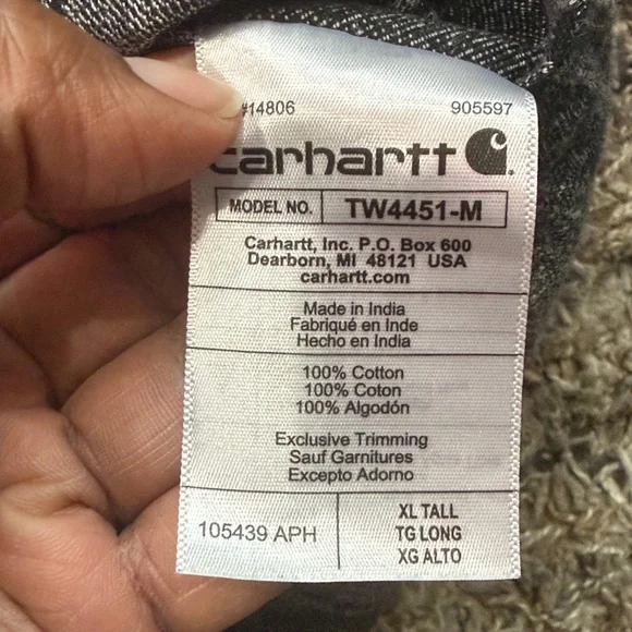 Carhartt Black and Gray Plaid Shirt heavy duty cotton sz XL TALL - Picture 9 of 9